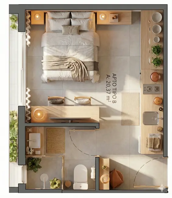 Foto 4 de Apartamento com 1 quarto à venda, 24m2 em Alto da Glória, Curitiba - PR