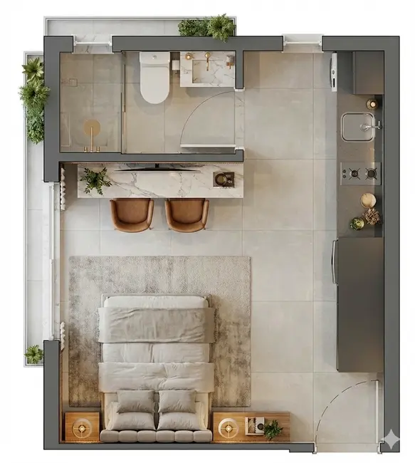 Foto 6 de Apartamento com 1 quarto à venda, 24m2 em Alto da Glória, Curitiba - PR