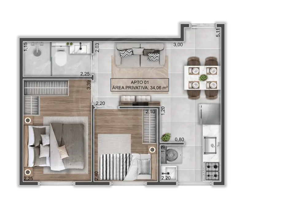 Foto 3 de Apartamento com 2 quartos à venda, 34m2 em Vila Matilde, São Paulo - SP