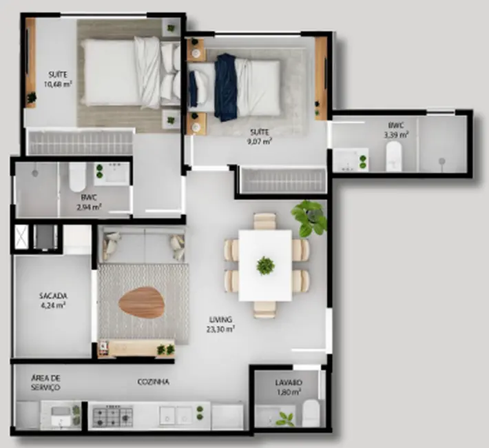 Foto 4 de Apartamento com 2 quartos à venda, 89m2 em Nações, Balneario Camboriu - SC