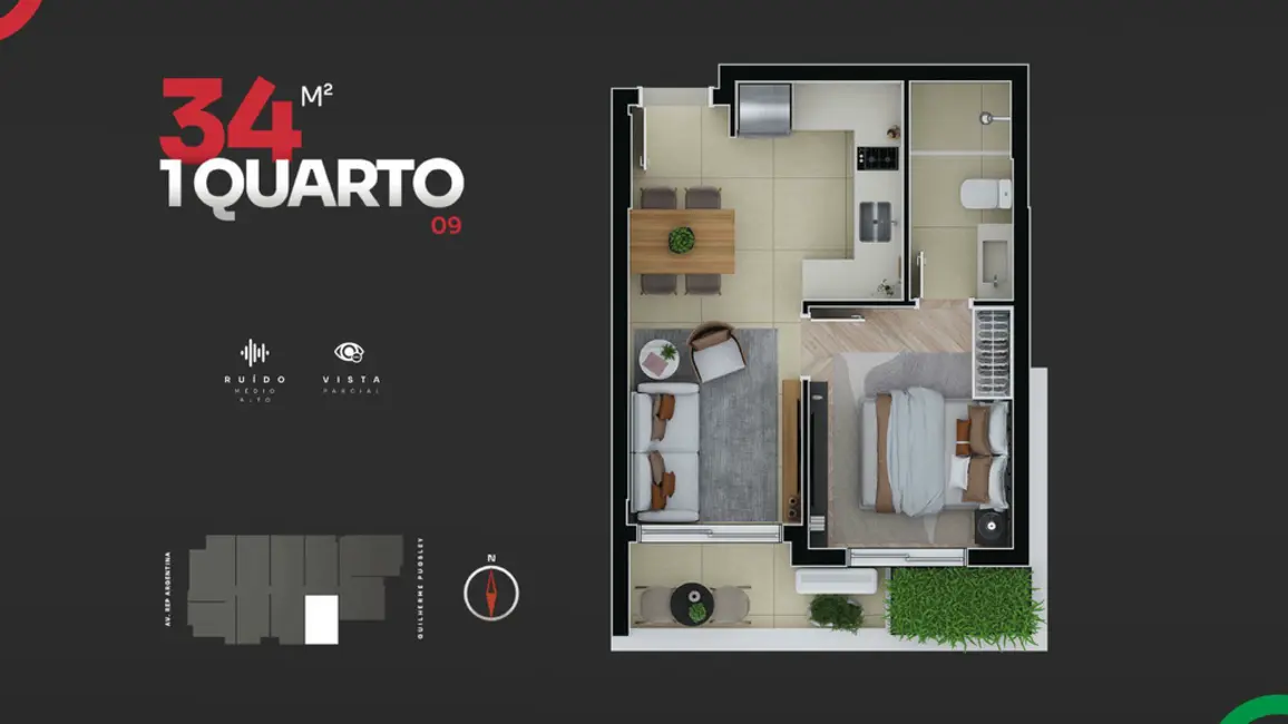 Foto 23 de Apartamento com 1 quarto à venda, 30m2 em Água Verde, Curitiba - PR