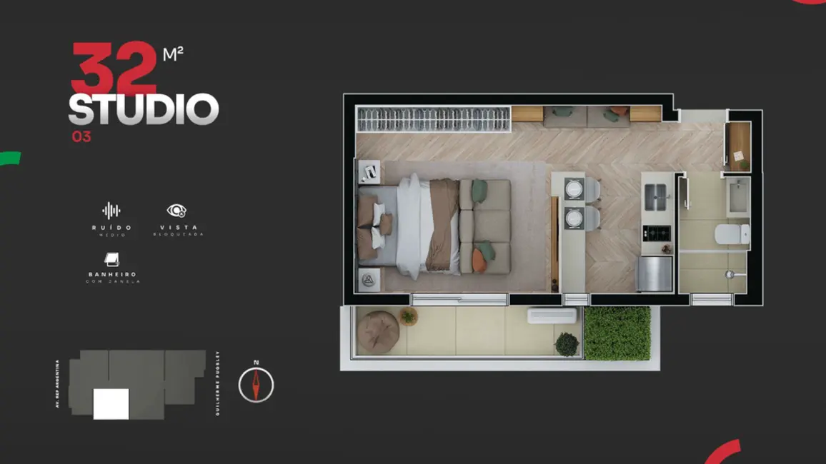 Foto 33 de Apartamento com 1 quarto à venda, 30m2 em Água Verde, Curitiba - PR