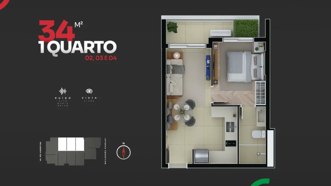 Foto 22 de Apartamento com 1 quarto à venda, 30m2 em Água Verde, Curitiba - PR