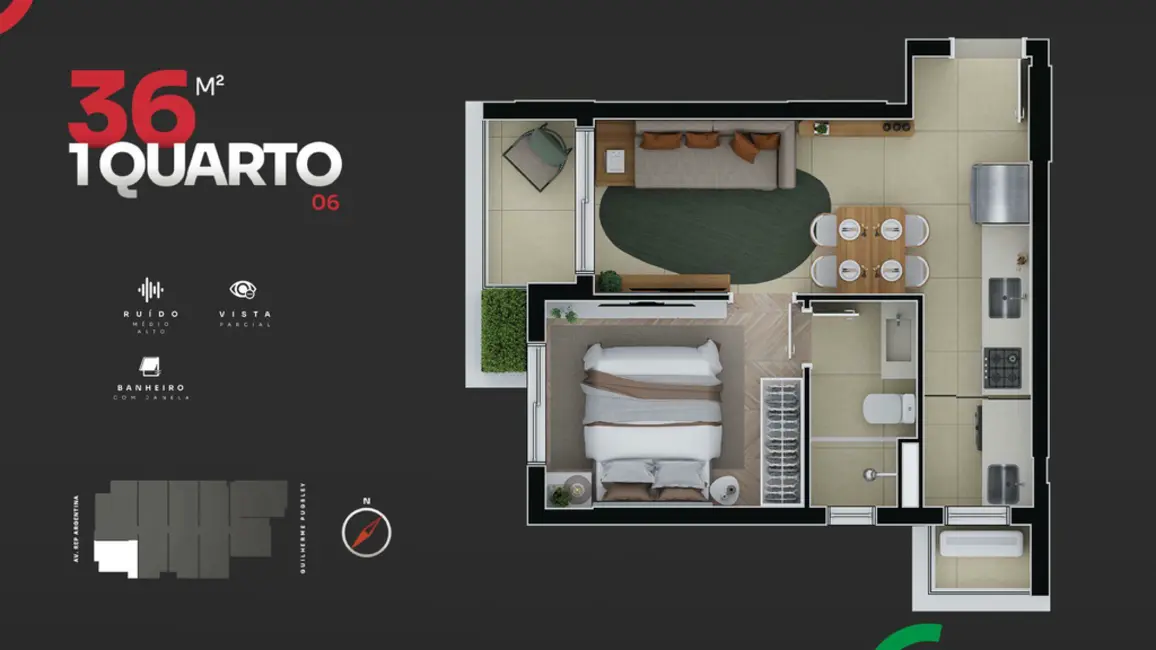 Foto 21 de Apartamento com 1 quarto à venda, 30m2 em Água Verde, Curitiba - PR