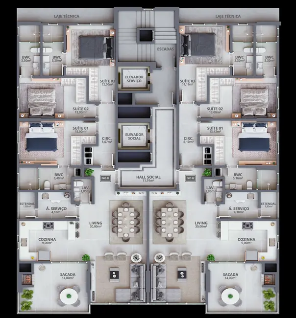 Foto 5 de Apartamento com 3 quartos à venda, 141m2 em Meia Praia, Itapema - SC