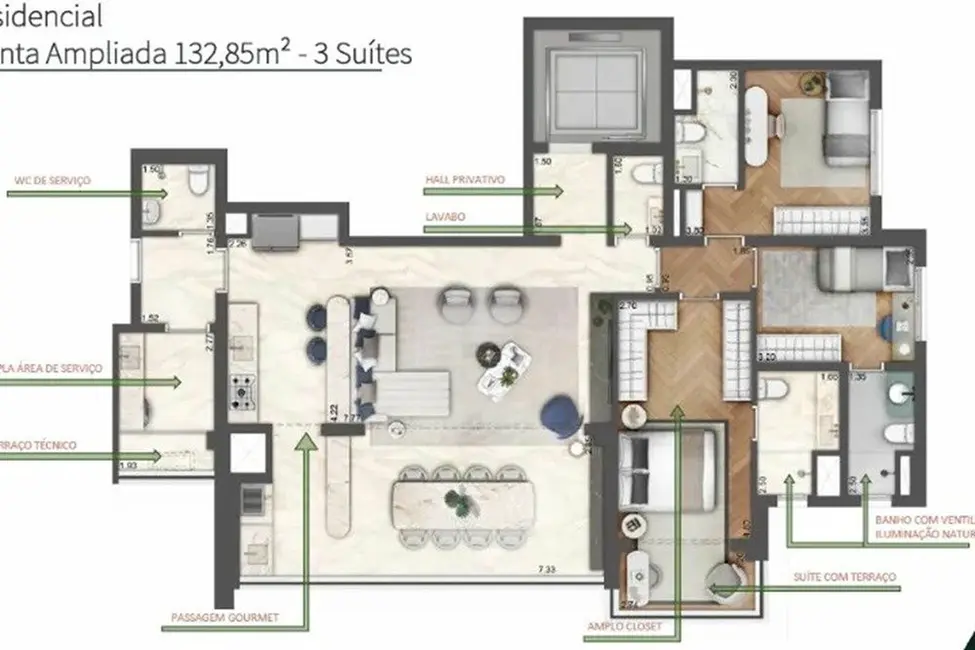 Foto 3 de Apartamento com 3 quartos à venda, 133m2 em Butantã, São Paulo - SP