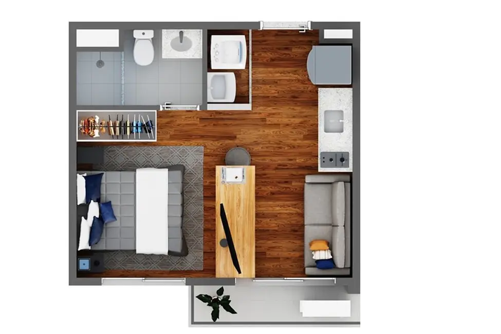 Apartamento com 1 quarto à venda, 25m2 em Chácara Santo Antônio (Zona Sul), São Paulo - SP - imagem 6 Foto 6 de Apartamento com 1 quarto à venda, 25m2 em Chácara Santo Antônio (Zona Sul), São Paulo - SP