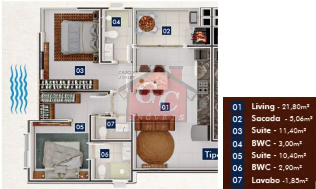 Foto 2 de Apartamento com 2 quartos à venda, 65m2 em Itapema - SC