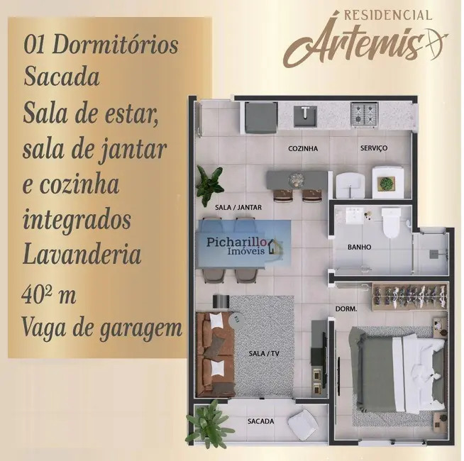Foto 4 de Apartamento com 1 quarto à venda, 40m2 em Jardim Lutfalla, Sao Carlos - SP
