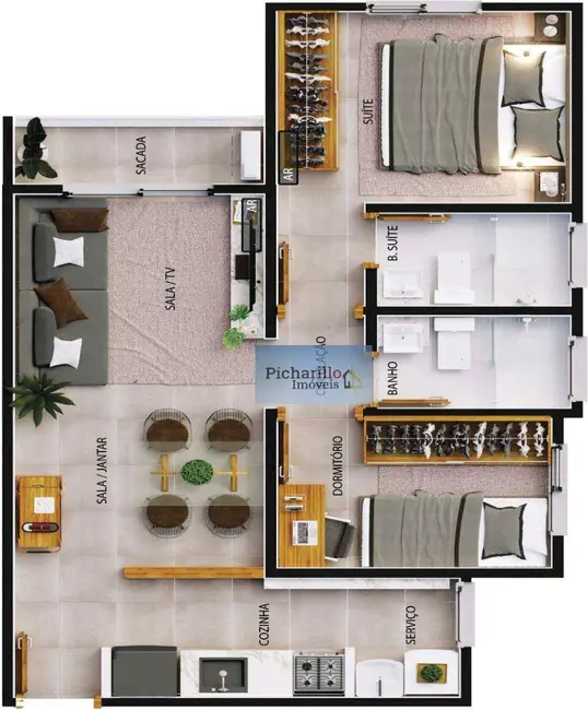 Foto 3 de Apartamento com 2 quartos à venda, 50m2 em Azulville I, Sao Carlos - SP