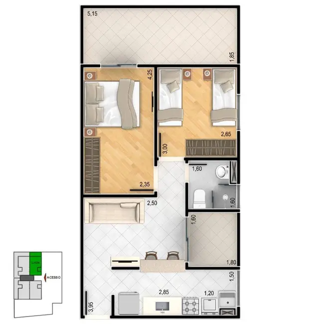 Apartamento com 2 quartos à venda, 43m2 em Jardim Aeroporto, Sorocaba - SP - imagem 7 Foto 7 de Apartamento com 2 quartos à venda, 43m2 em Jardim Aeroporto, Sorocaba - SP