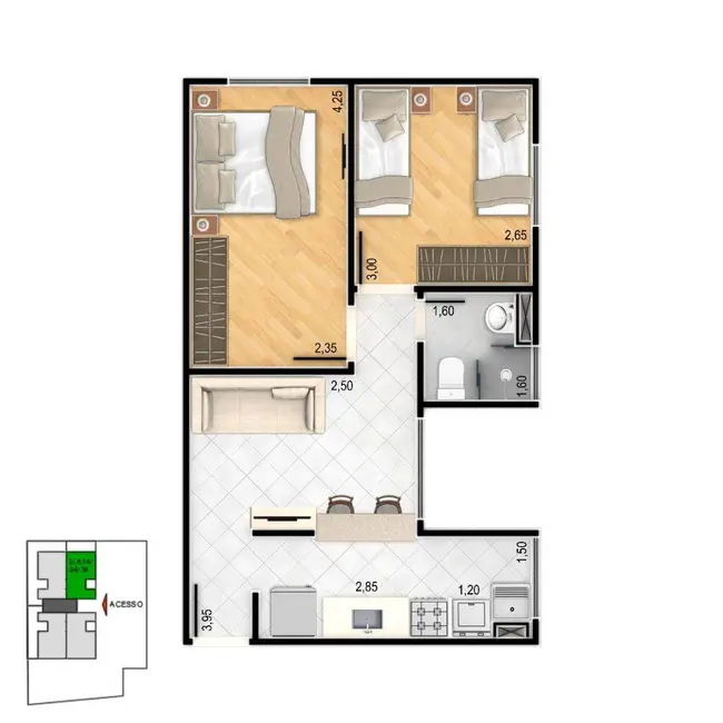 Apartamento com 2 quartos à venda, 43m2 em Jardim Aeroporto, Sorocaba - SP - imagem 9 Foto 9 de Apartamento com 2 quartos à venda, 43m2 em Jardim Aeroporto, Sorocaba - SP