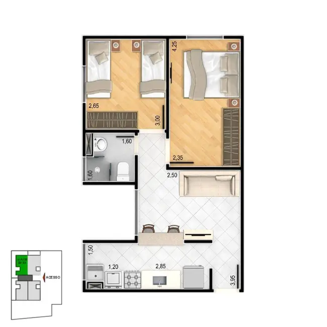 Apartamento com 2 quartos à venda, 43m2 em Jardim Aeroporto, Sorocaba - SP - imagem 7 Foto 7 de Apartamento com 2 quartos à venda, 43m2 em Jardim Aeroporto, Sorocaba - SP