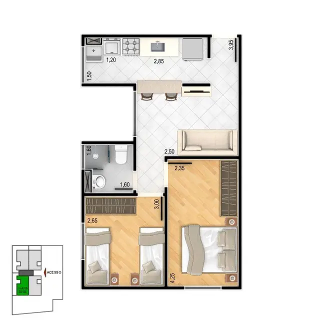 Apartamento com 2 quartos à venda, 43m2 em Jardim Aeroporto, Sorocaba - SP - imagem 8 Foto 8 de Apartamento com 2 quartos à venda, 43m2 em Jardim Aeroporto, Sorocaba - SP