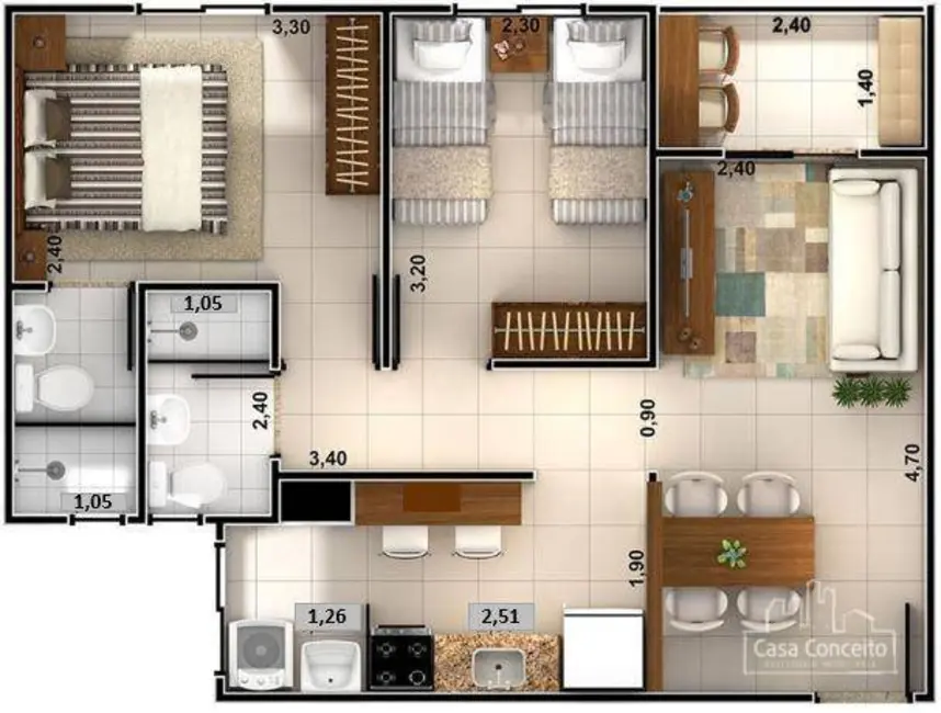 Foto 6 de Apartamento com 2 quartos à venda, 7902m2 em Recreio Marajoara, Sorocaba - SP