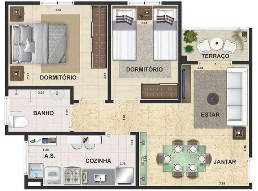 Foto 2 de Apartamento com 2 quartos à venda, 56m2 em Jardim São Carlos, Sorocaba - SP