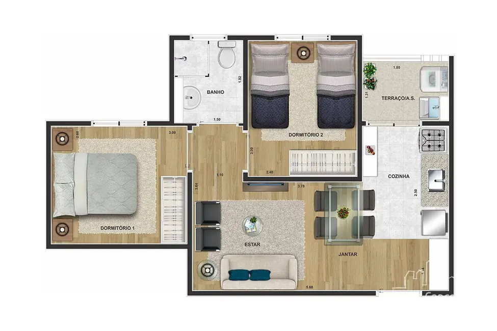 Apartamento com 2 quartos à venda, 46m2 em Vila Gabriel, Sorocaba - SP - imagem 4 Foto 4 de Apartamento com 2 quartos à venda, 46m2 em Vila Gabriel, Sorocaba - SP