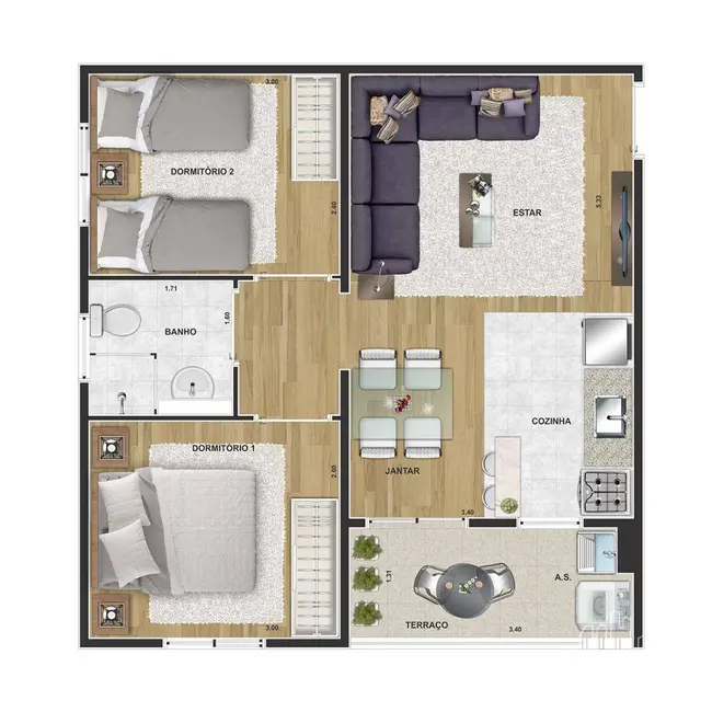 Apartamento com 2 quartos à venda, 46m2 em Vila Gabriel, Sorocaba - SP - imagem 5 Foto 5 de Apartamento com 2 quartos à venda, 46m2 em Vila Gabriel, Sorocaba - SP