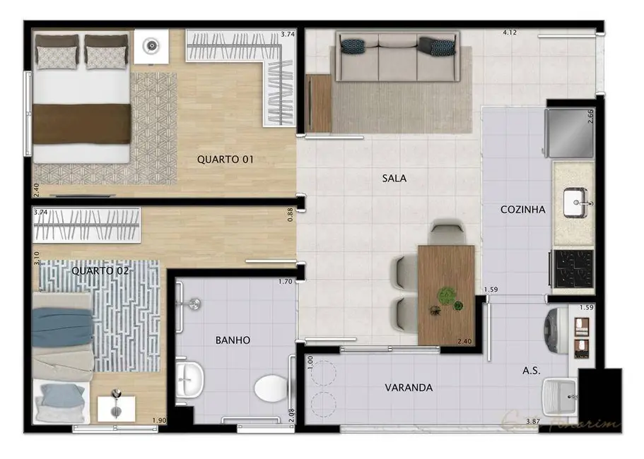Foto 9 de Apartamento com 2 quartos à venda e para alugar, 57m2 em Jardim Canaã, Nova Iguacu - RJ
