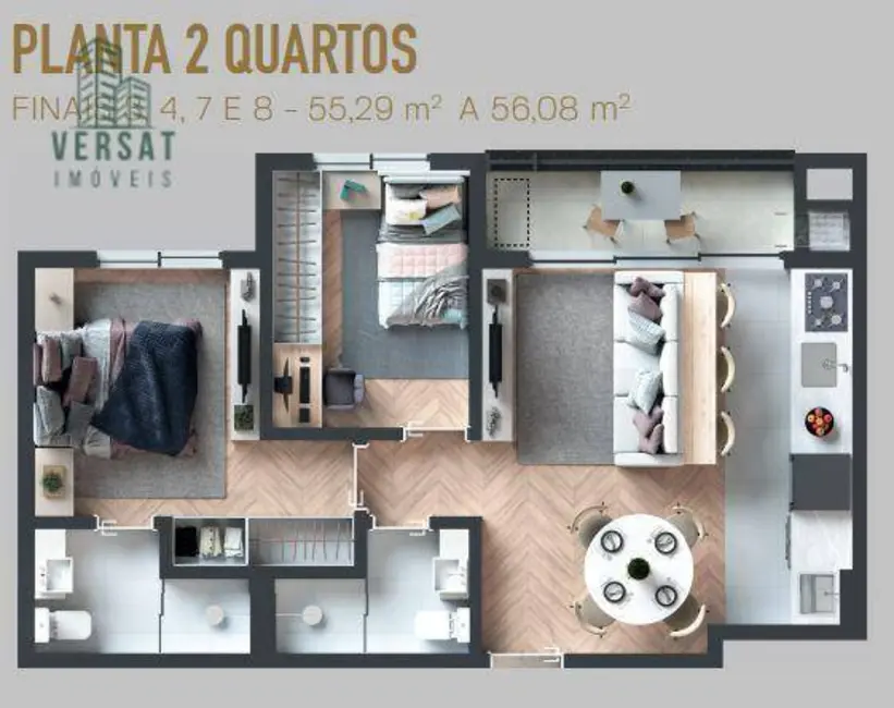 Apartamento com 2 quartos à venda, 56m2 em Juvevê, Curitiba - PR - imagem 6 Foto 6 de Apartamento com 2 quartos à venda, 56m2 em Juvevê, Curitiba - PR