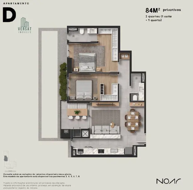 Foto 3 de Apartamento com 2 quartos à venda, 84m2 em Cabral, Curitiba - PR