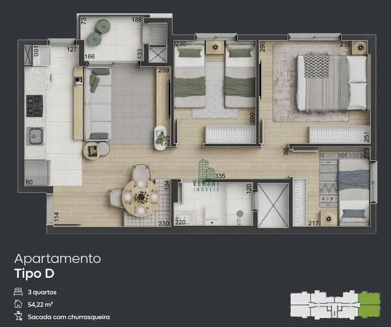 Apartamento com 3 quartos à venda, 54m2 em Hauer, Curitiba - PR - imagem 9 Foto 9 de Apartamento com 3 quartos à venda, 54m2 em Hauer, Curitiba - PR