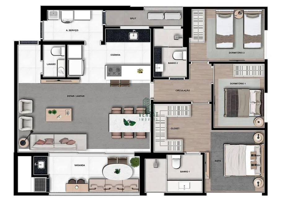 Foto 3 de Apartamento com 3 quartos à venda, 119m2 em Mossunguê, Curitiba - PR