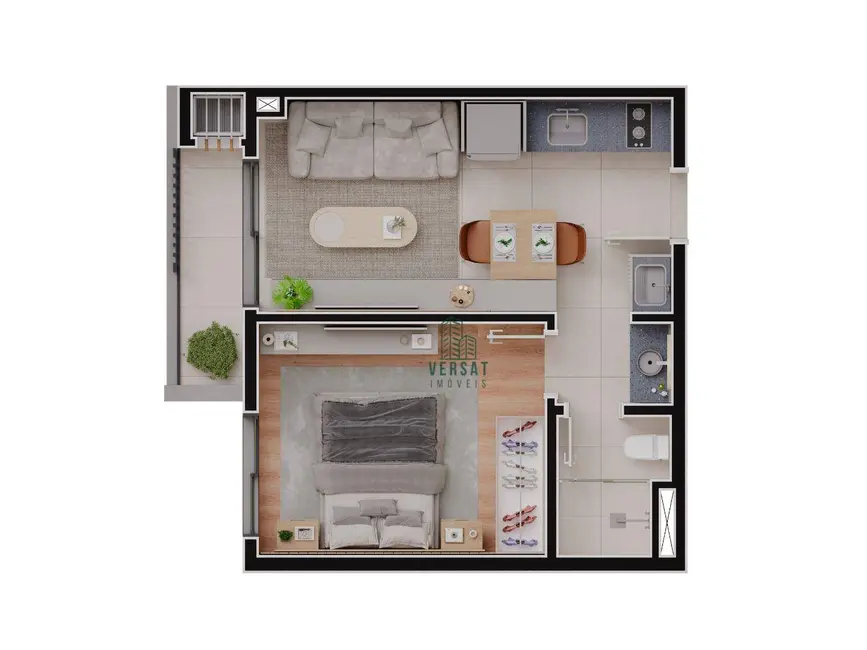 Foto 3 de Apartamento com 1 quarto à venda, 34m2 em Alto da Glória, Curitiba - PR