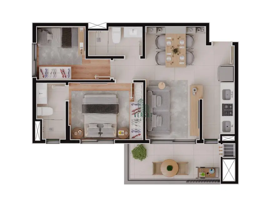 Foto 4 de Apartamento com 2 quartos à venda, 55m2 em Alto da Glória, Curitiba - PR