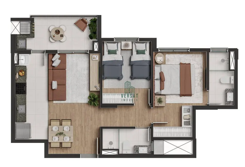 Foto 4 de Apartamento com 2 quartos à venda, 58m2 em Campo Comprido, Curitiba - PR