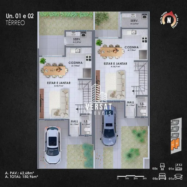 Foto 4 de Sobrado com 3 quartos à venda, 150m2 em Uberaba, Curitiba - PR