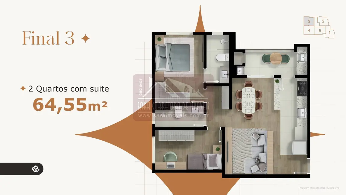 Foto 6 de Apartamento com 2 quartos à venda, 56m2 em Tingui, Curitiba - PR