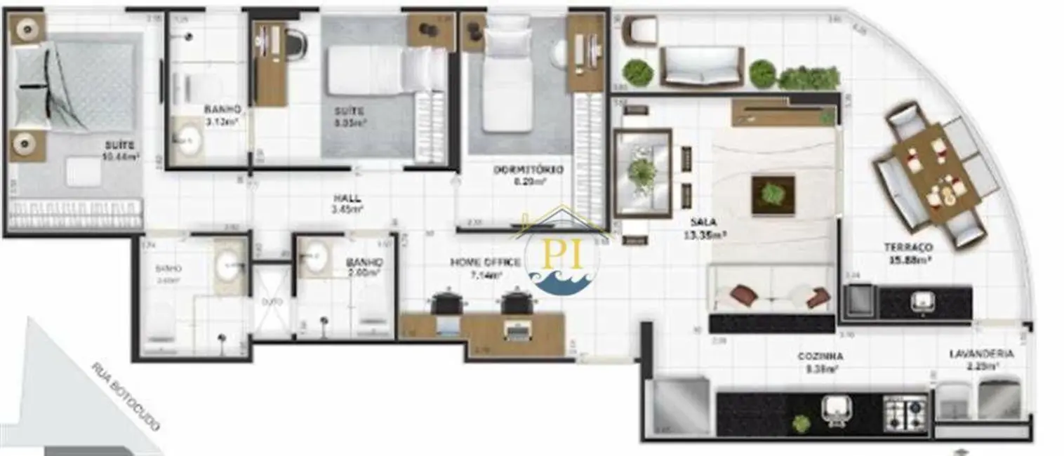 Foto 3 de Apartamento com 3 quartos à venda, 97m2 em Tupi, Praia Grande - SP