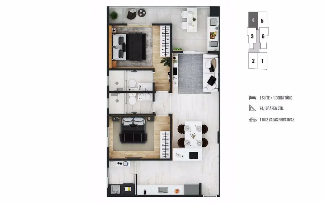 Foto 1 de Apartamento com 2 quartos à venda, 124m2 em Boqueirão, Praia Grande - SP