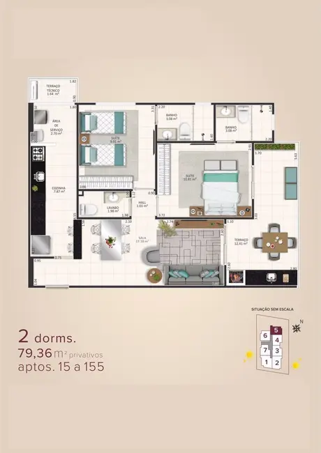 Foto 5 de Apartamento com 2 quartos à venda, 79m2 em Aviação, Praia Grande - SP