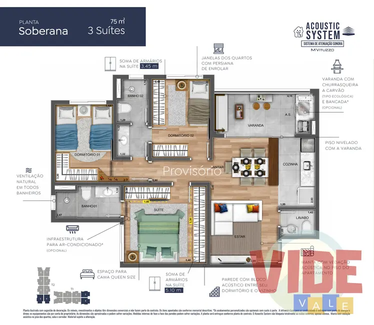 Apartamento com 3 quartos à venda e para alugar, 76m2 em Sao Jose Dos Campos - SP - imagem 4 Foto 4 de Apartamento com 3 quartos à venda e para alugar, 76m2 em Sao Jose Dos Campos - SP