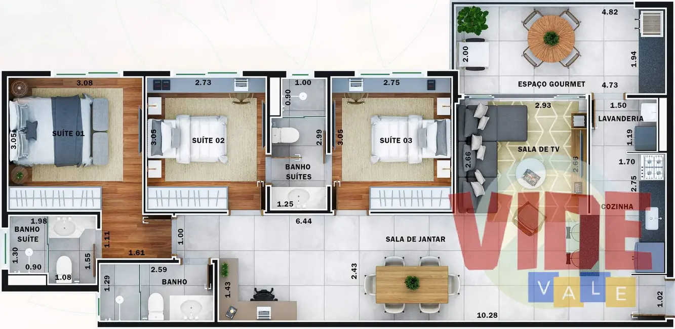Apartamento com 3 quartos à venda, 97m2 em Sao Jose Dos Campos - SP - imagem 9 Foto 9 de Apartamento com 3 quartos à venda, 97m2 em Sao Jose Dos Campos - SP