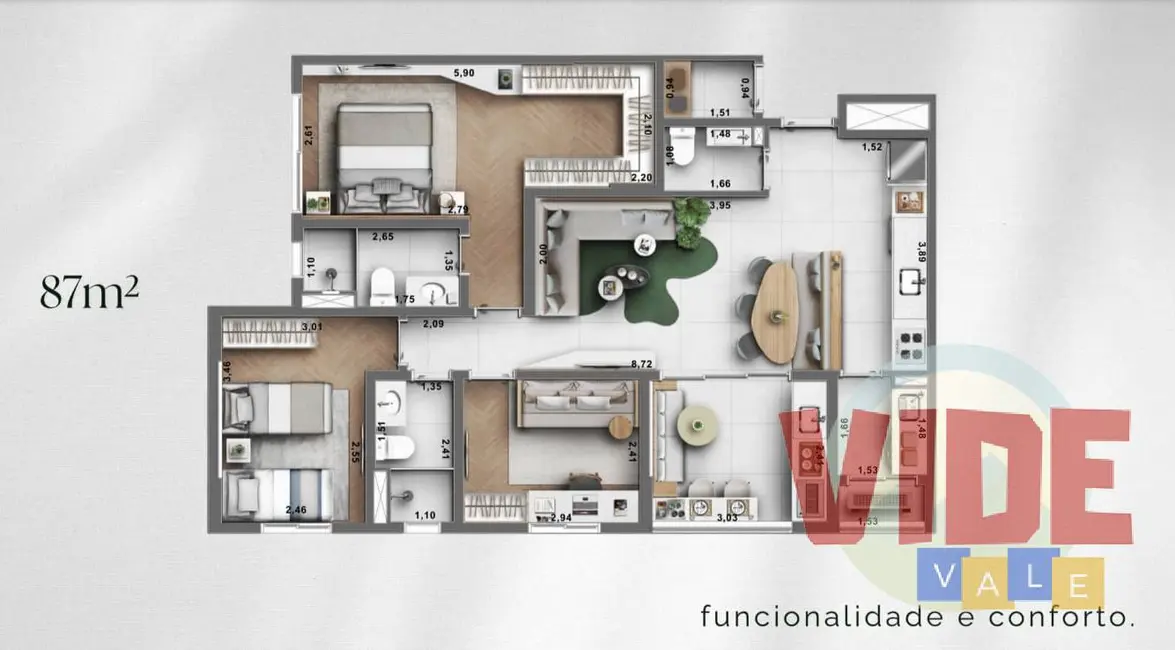 Apartamento com 2 quartos à venda e para alugar, 66m2 em Sao Jose Dos Campos - SP - imagem 5 Foto 5 de Apartamento com 2 quartos à venda e para alugar, 66m2 em Sao Jose Dos Campos - SP