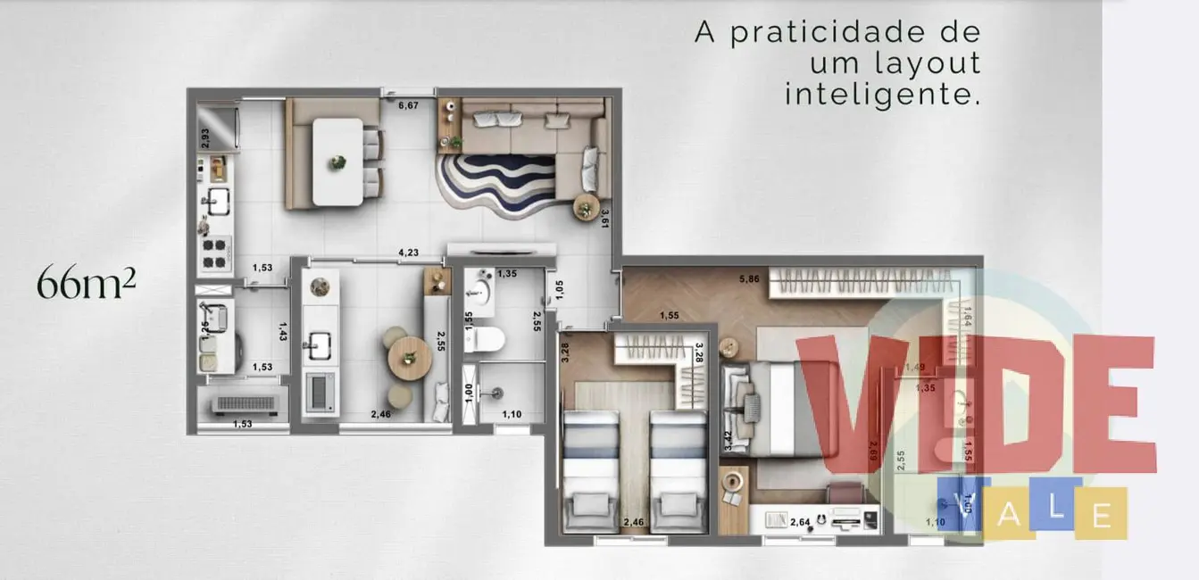 Apartamento com 2 quartos à venda e para alugar, 66m2 em Sao Jose Dos Campos - SP - imagem 6 Foto 6 de Apartamento com 2 quartos à venda e para alugar, 66m2 em Sao Jose Dos Campos - SP