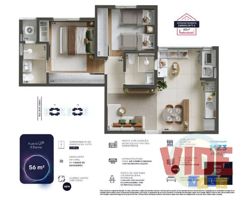 Apartamento com 2 quartos à venda, 56m2 em Sao Jose Dos Campos - SP - imagem 6 Foto 6 de Apartamento com 2 quartos à venda, 56m2 em Sao Jose Dos Campos - SP