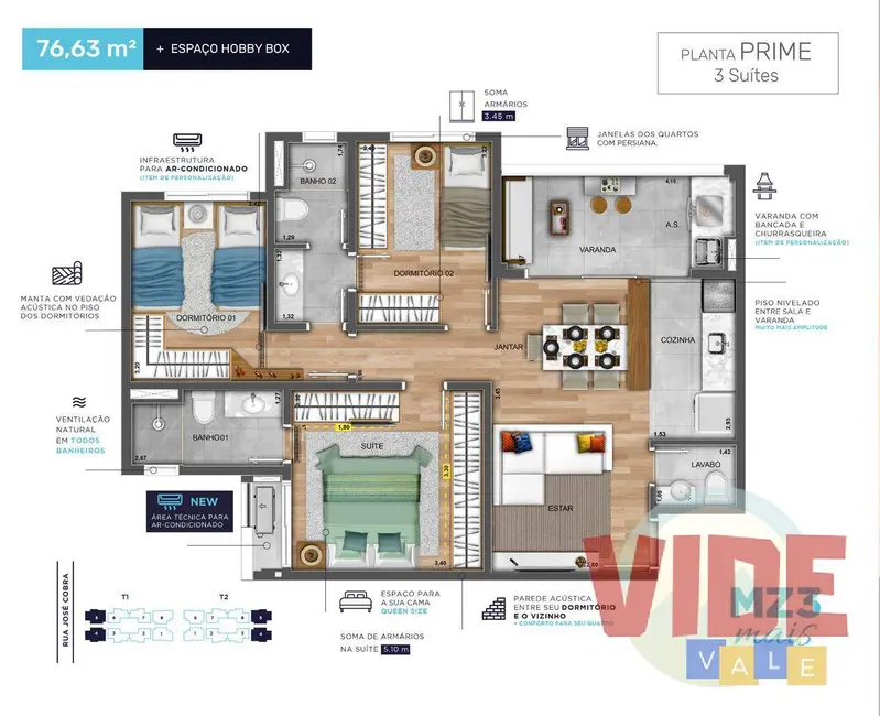 Apartamento com 3 quartos à venda, 71m2 em Sao Jose Dos Campos - SP - imagem 9 Foto 9 de Apartamento com 3 quartos à venda, 71m2 em Sao Jose Dos Campos - SP