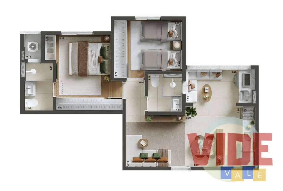 Apartamento com 3 quartos à venda e para alugar, 71m2 em Sao Jose Dos Campos - SP - imagem 4 Foto 4 de Apartamento com 3 quartos à venda e para alugar, 71m2 em Sao Jose Dos Campos - SP