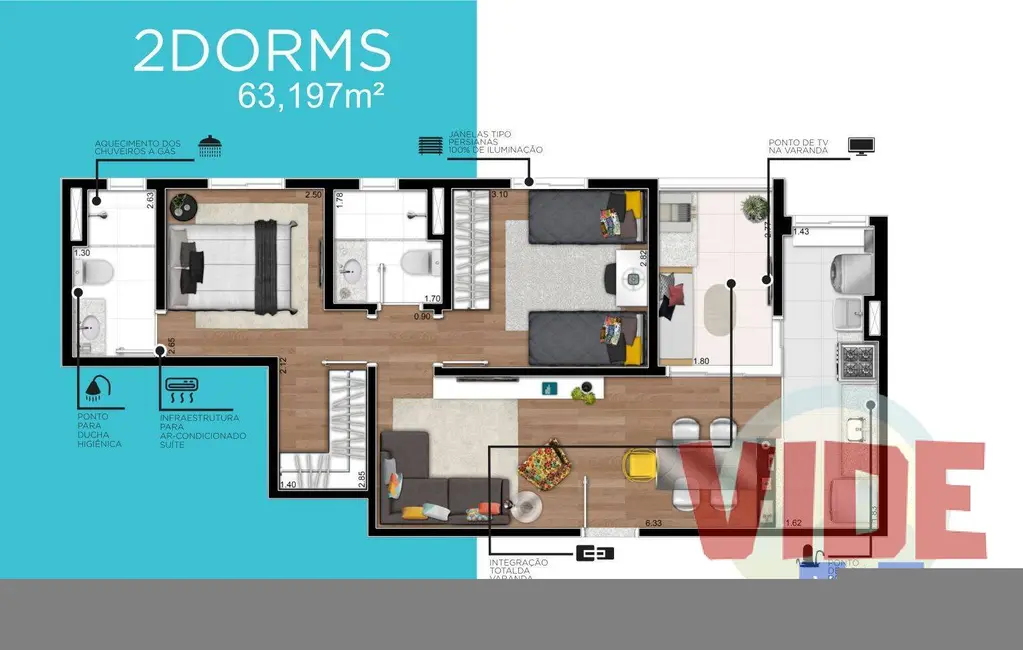Apartamento com 2 quartos à venda, 63197m2 em Sao Jose Dos Campos - SP - imagem 3 Foto 3 de Apartamento com 2 quartos à venda, 63197m2 em Sao Jose Dos Campos - SP