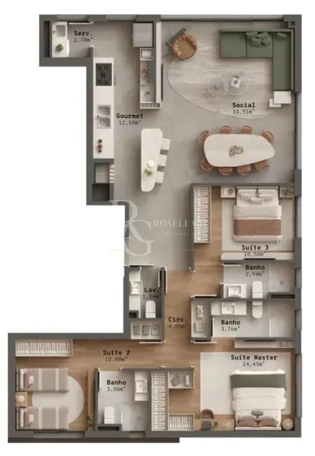 Foto 2 de Apartamento com 3 quartos à venda, 124m2 em Petrópolis, Porto Alegre - RS
