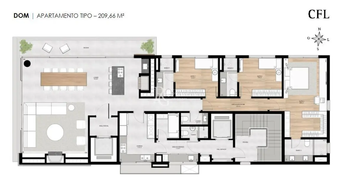 Apartamento com 3 quartos à venda, 209m2 em Auxiliadora, Porto Alegre - RS - imagem 6 Foto 6 de Apartamento com 3 quartos à venda, 209m2 em Auxiliadora, Porto Alegre - RS