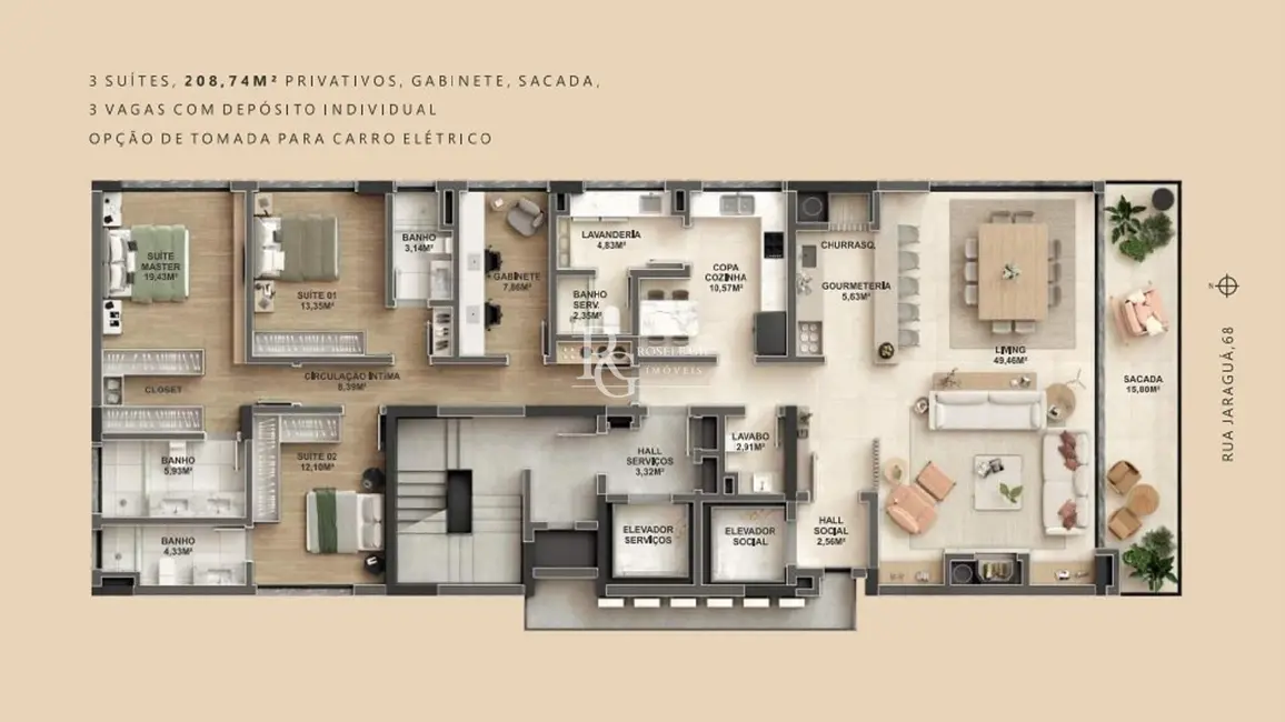 Apartamento com 3 quartos à venda, 208m2 em Bela Vista, Porto Alegre - RS - imagem 4 Foto 4 de Apartamento com 3 quartos à venda, 208m2 em Bela Vista, Porto Alegre - RS