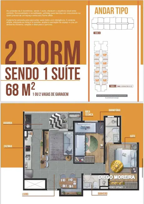 Foto 6 de Apartamento com 2 quartos à venda, 51m2 em Jardim Terceiro Centenário, Atibaia - SP