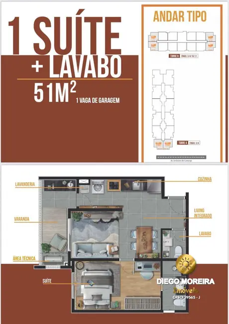 Foto 5 de Apartamento com 2 quartos à venda, 51m2 em Jardim Terceiro Centenário, Atibaia - SP