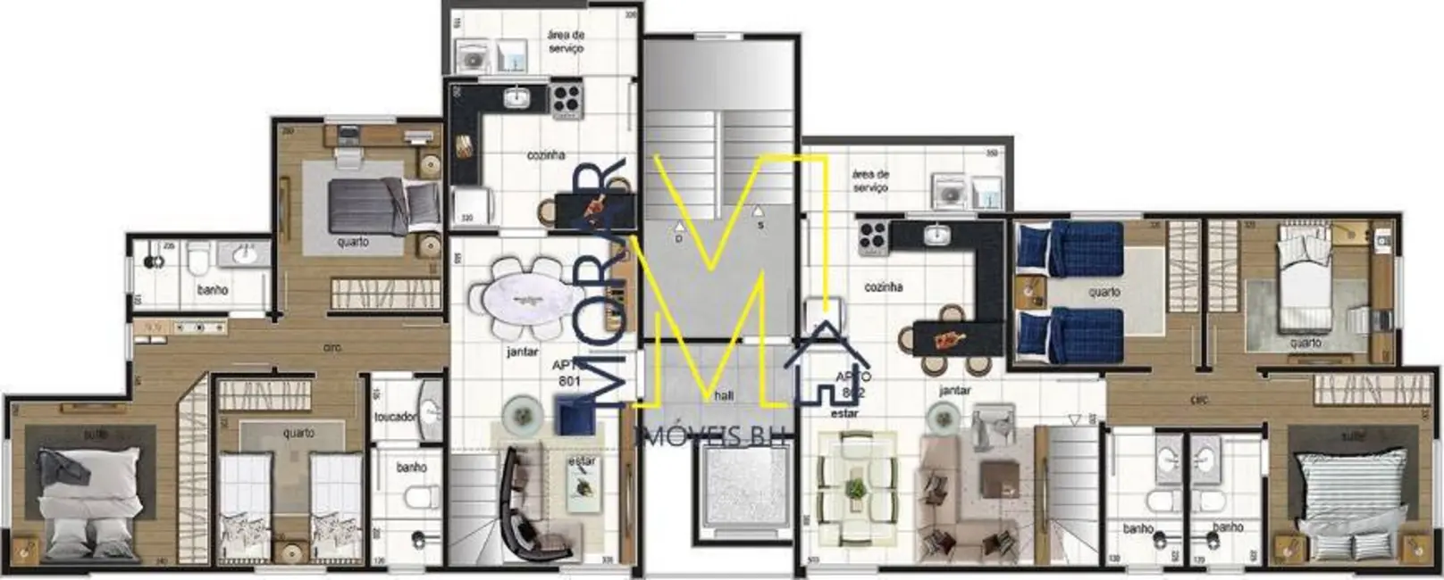 Foto 9 de Apartamento com 3 quartos à venda, 79m2 em Rio Branco, Belo Horizonte - MG