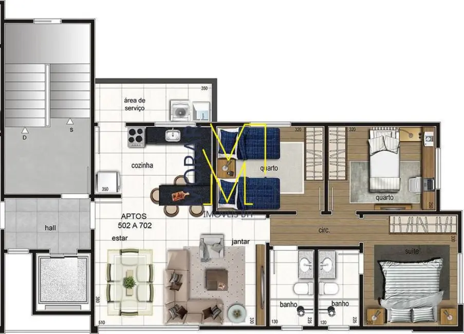 Foto 8 de Apartamento com 3 quartos à venda, 79m2 em Rio Branco, Belo Horizonte - MG